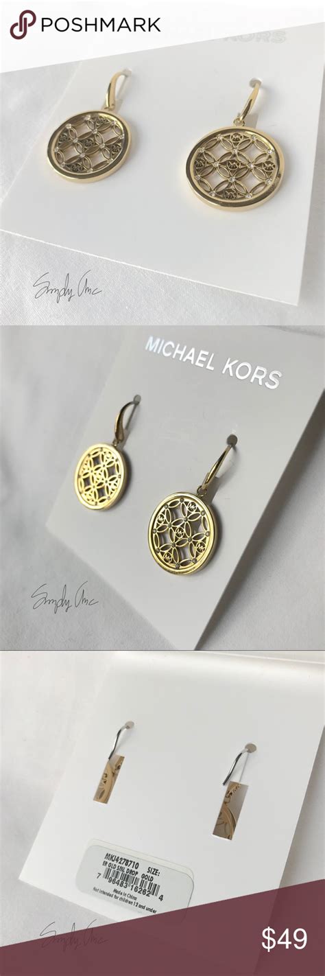 michael kors 710 gold tone heritage mk monogram drop earrings|Michael Kors Earrings and ear cuffs for Women .